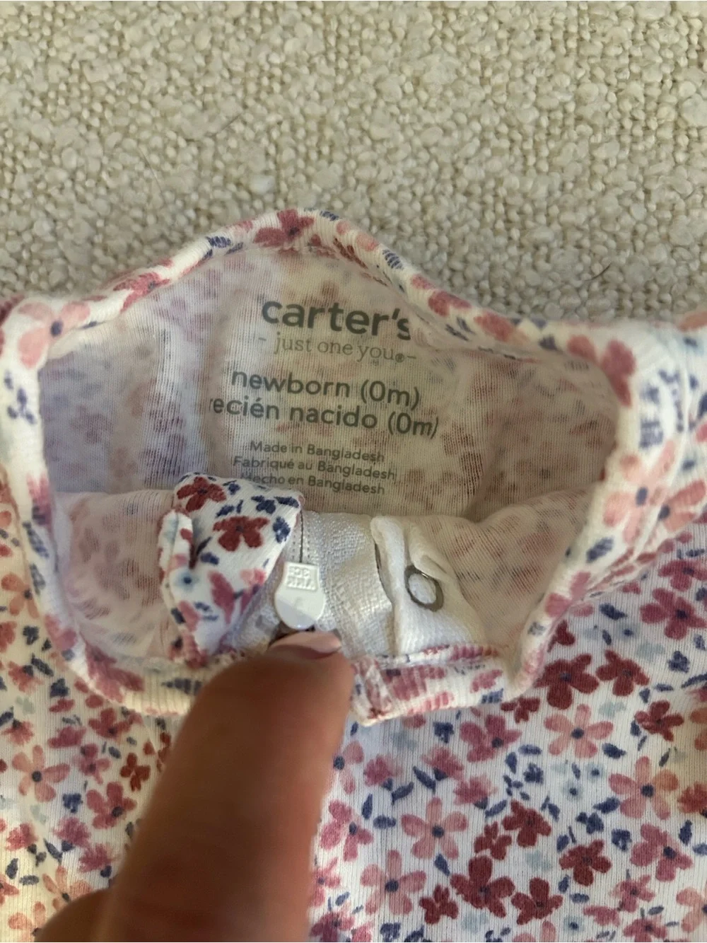 Carter's Floral Zip Footed One-Piece - Pink and Blue Floral